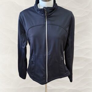 CB Jacket Women Large Black Fitted Full‎ Zip Lightweight